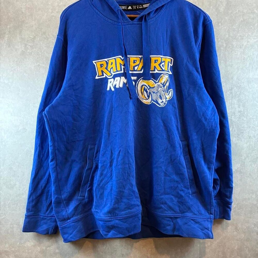 Adidas Men's Blue and Navy Hoodie
